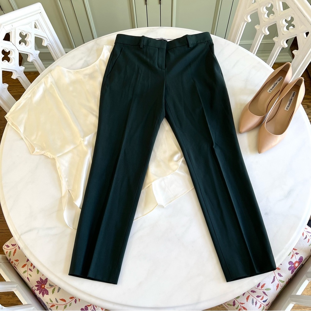 Theory Treeca Wool-Blend Cropped Pants Sz 2 Green